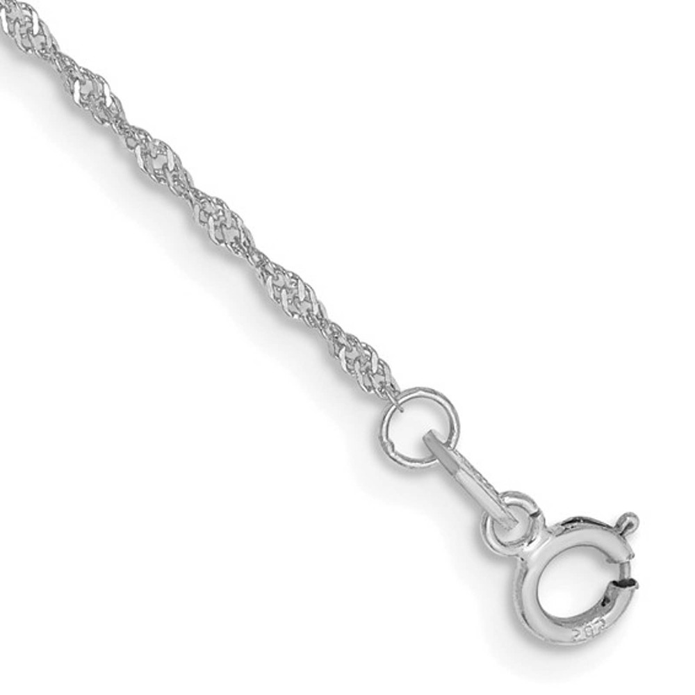 Solid 14K White Gold Singapore Bracelet 1.1mm 6 inch
